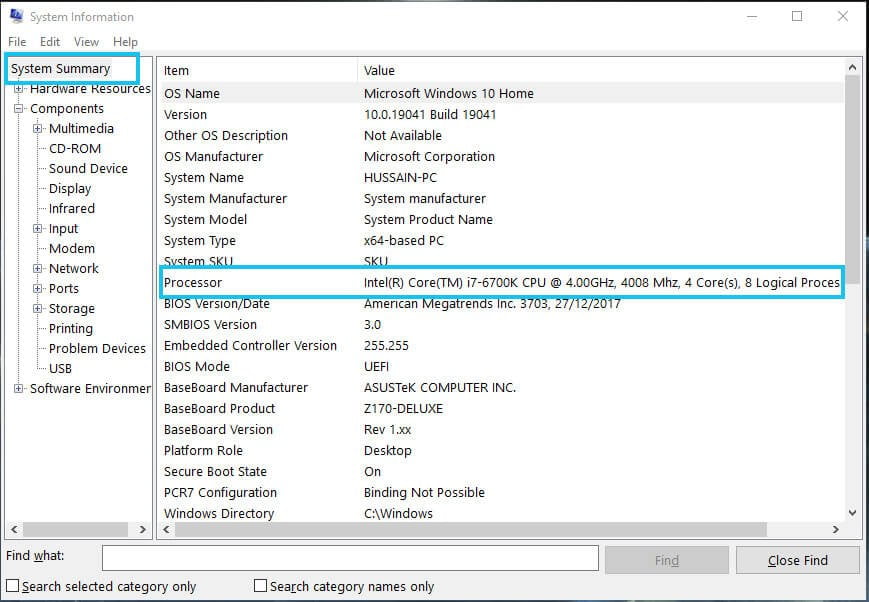 system information processor